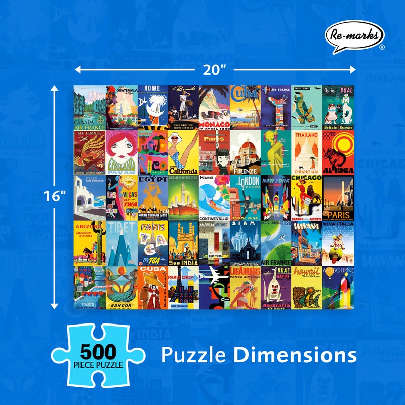Re-marks Travel Posters, Poster Puzzle, 500-Piece Jigsaw Puzzle for All Ages - Image 3